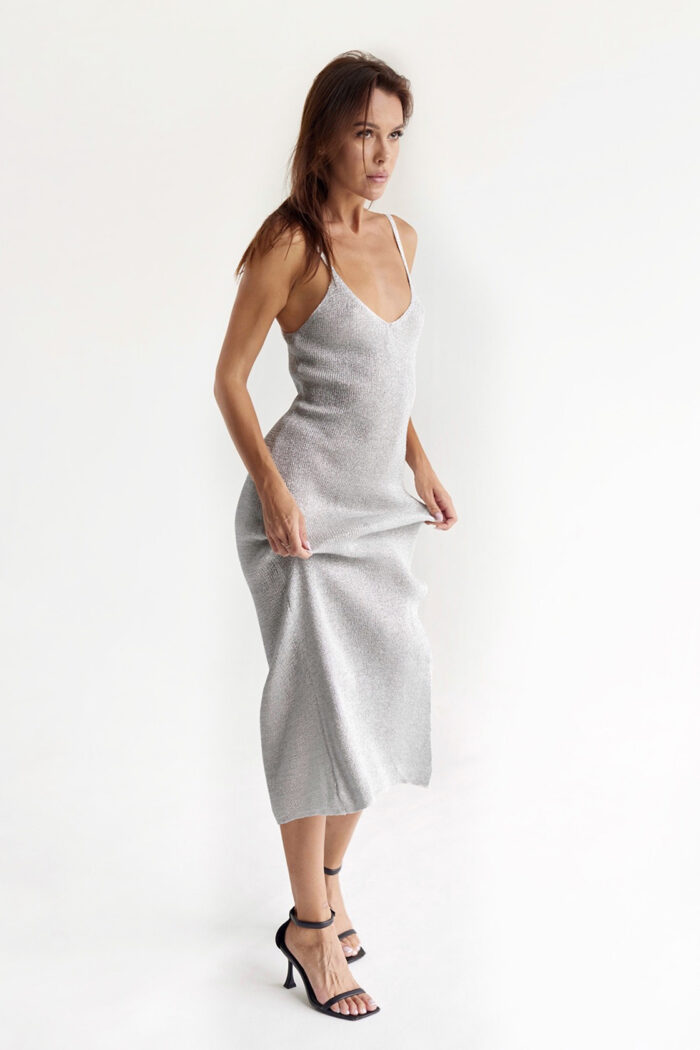 miami silver long dress