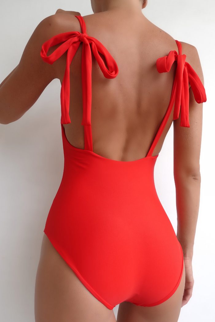 red one piece bikini