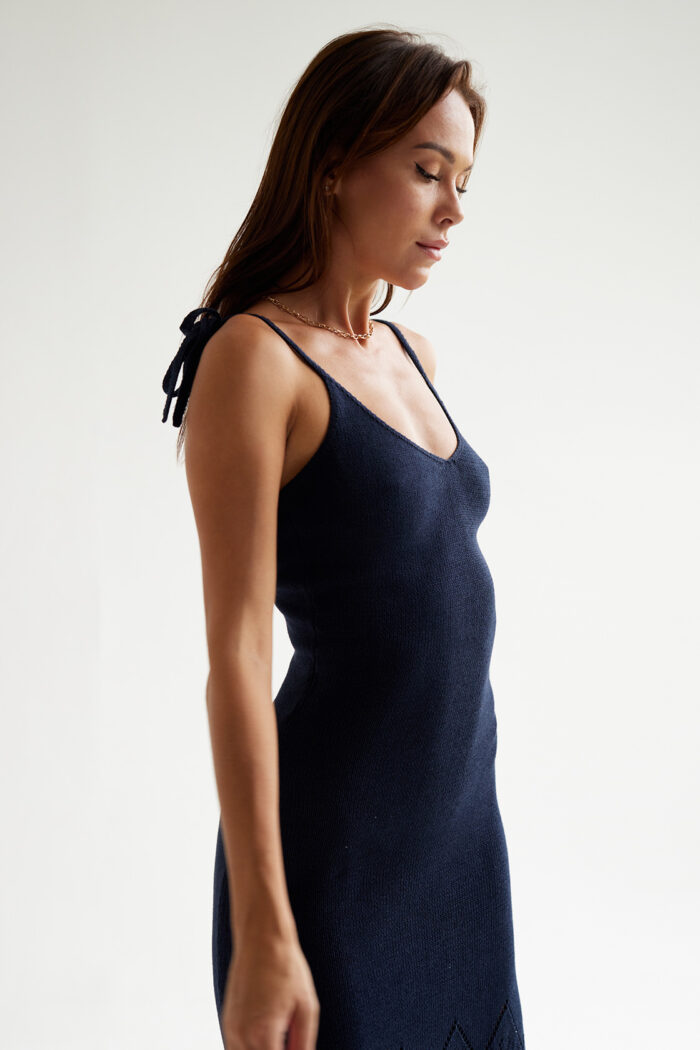 wind knit dress navy leale