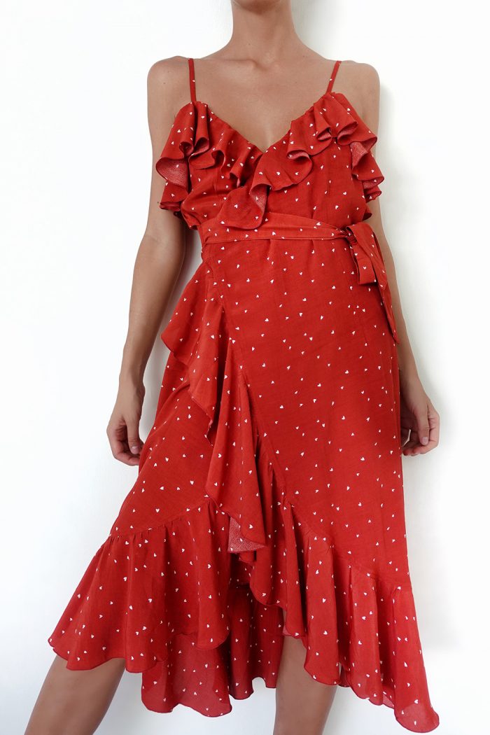 wrap dress red heart